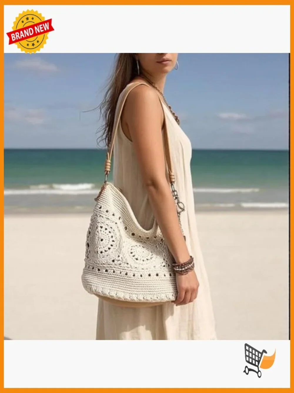 Hand Crochet Hobo Bag - Large Women's Purse for Everyday & Travel - Durable - Picture 3 of 7